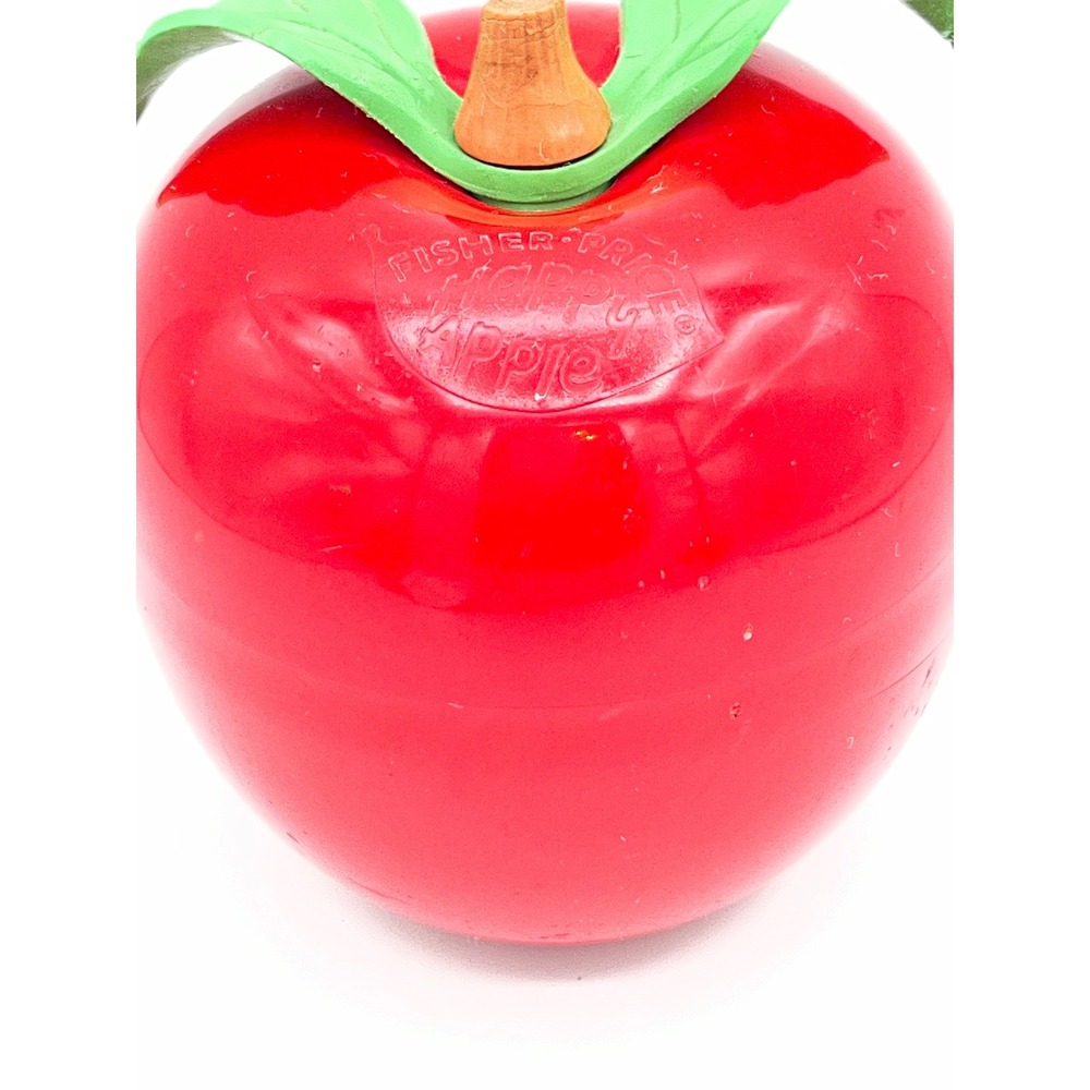 Vintage 1972 Fisher-Price Happy Apple Chime Toy Red Plastic Rattle 435 Smiling - Picture 4 of 12